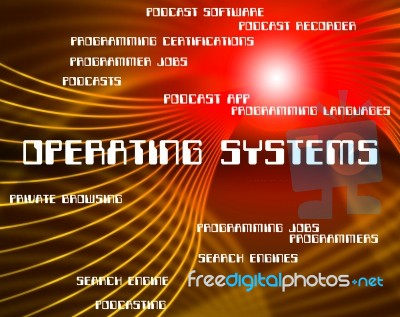 Operating Systems Shows Pc Technology And Text Stock Image