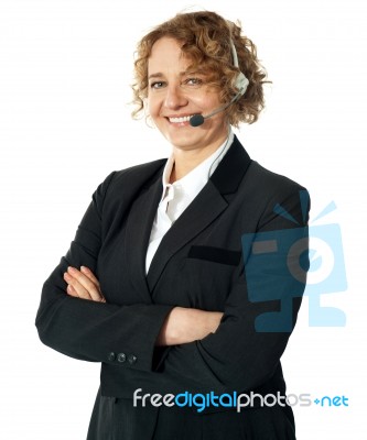 Operator With Crossed Arms Stock Photo