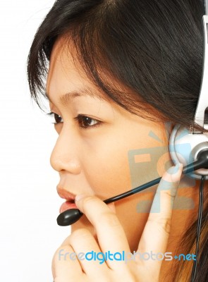 Operator With Headset Stock Photo