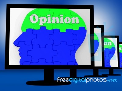 Opinion On Brain On Monitors Shows Human Judgment Stock Image