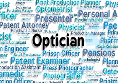 Optician Job Indicates Recruitment Eyes And Opticians Stock Image