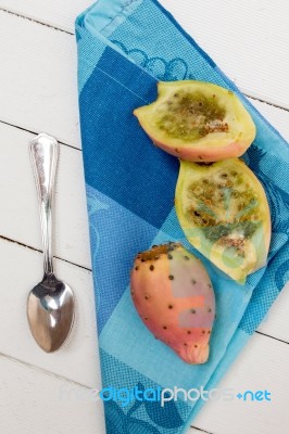 Opuntia Ficus-indica Cactus Fruits On A White Background Stock Photo