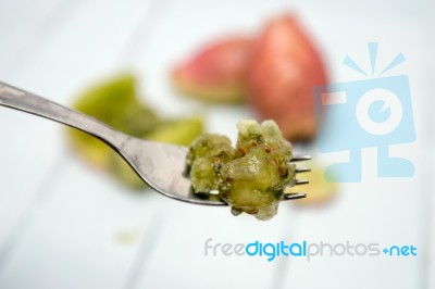 Opuntia Ficus-indica Cactus Fruits Opened On A White Background Stock Photo