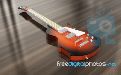 Orange Electric Guitar Stock Image