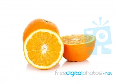 Orange Fruit Isolated On The White Background Stock Photo