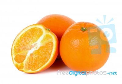 Orange Fruit Isolated On The White Background Stock Photo