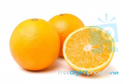 Orange Fruit Isolated On White Background Stock Photo