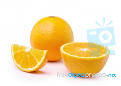 Orange Fruit Isolated On White Background Stock Photo