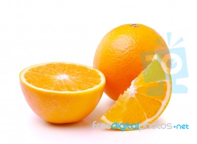 Orange Fruit Isolated On White Background Stock Photo