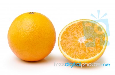 Orange Fruit Isolated On White Background Stock Photo