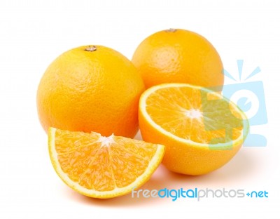 Orange Fruit Isolated On White Background Stock Photo