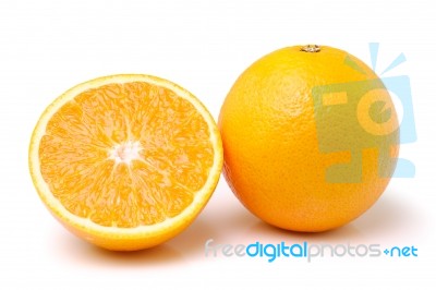 Orange Fruit Isolated On White Background Stock Photo