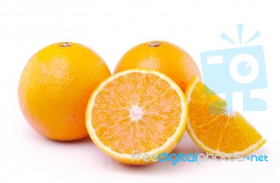 Orange Fruit Isolated On White Background Stock Photo