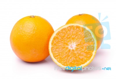 Orange Fruit Isolated On White Background Stock Photo