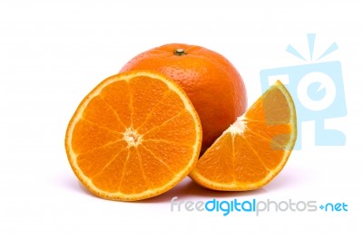 Orange Fruit Isolated On White Background Stock Photo