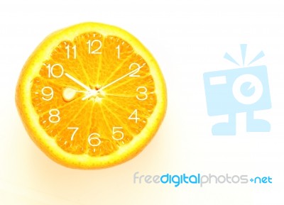 Orange Fruit Slice Clock Idea Concept Stock Photo