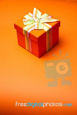 Orange gift box Stock Photo