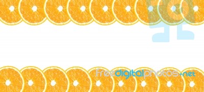 Orange Halves Background With Space For Text On A White Backgrou… Stock Photo