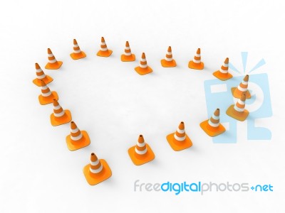 Orange Heart Shaped Traffic Cone Stock Image