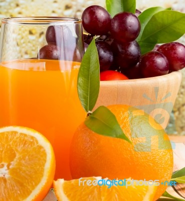 Orange Juice Beverage Shows Healthy Eating And Drinks Stock Photo