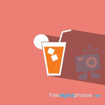 Orange Juice Glass Flat Icon   Illustration  Stock Image