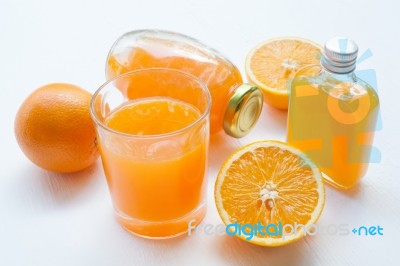 Orange Juice Isolated On White Background Stock Photo