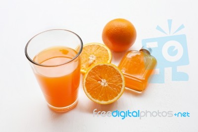 Orange Juice Isolated On White Background Stock Photo