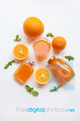 Orange Juice Isolated On White Background Stock Photo