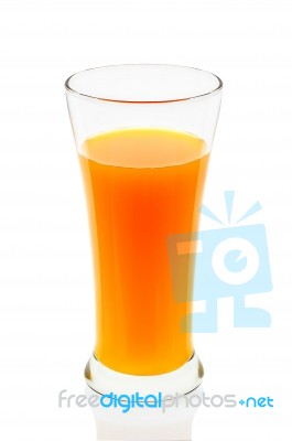 Orange Juice Of Glass Isolated On The White Background Stock Photo