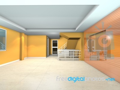 Orange Living Interior Design Stock Image