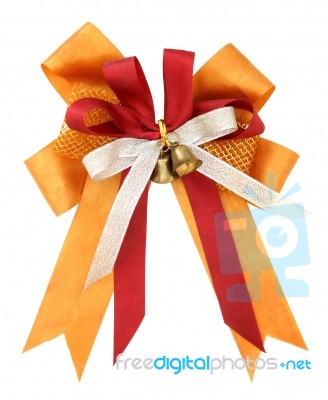 Orange Ribbon With Bell Stock Photo