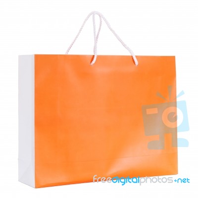 Orange Shopping Paper Bag Stock Photo