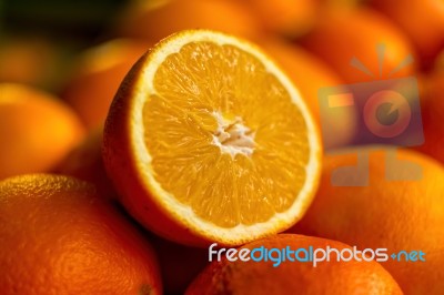 Orange Sliced In Half Stock Photo