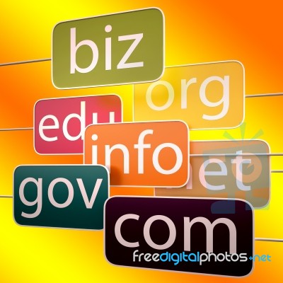 Orange Url Words Shows Org Biz Com Edu Stock Image