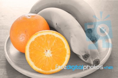 Oranges With Sepia Filter Healthy Fruits Background Stock Photo