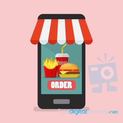 Order Fast Food Online Concept Stock Image