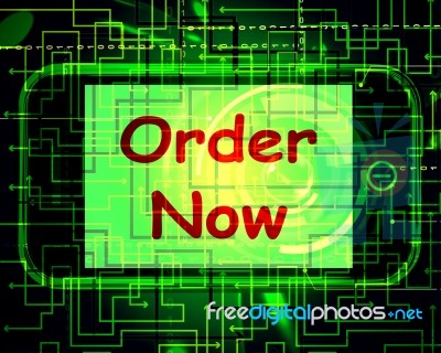 Order Now On Phone Shows Buying Online In Web Stores Stock Image