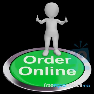 Order Online Button Shows Purchasing On The Web Stock Image