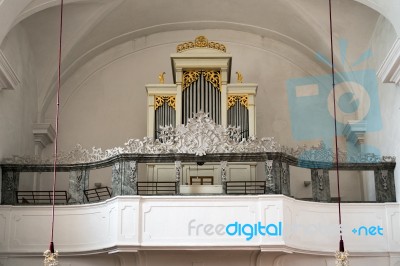 Organ In The Catholic Church In Attersee Stock Photo