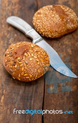 Organic Bread Over Rustic Table Stock Photo