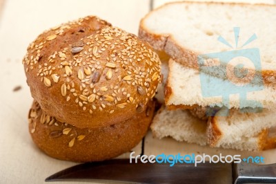 Organic Bread Over Rustic Table Stock Photo