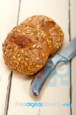 Organic Bread Over Rustic Table Stock Photo