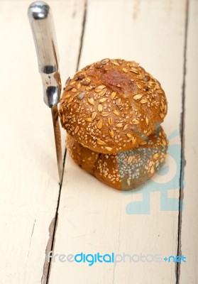 Organic Bread Over Rustic Table Stock Photo