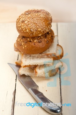 Organic Bread Over Rustic Table Stock Photo