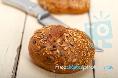 Organic Bread Over Rustic Table Stock Photo