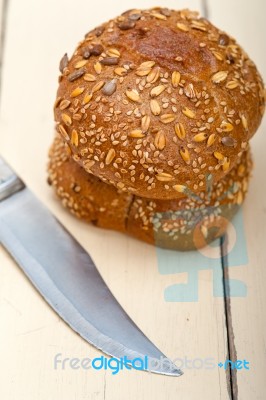 Organic Bread Over Rustic Table Stock Photo