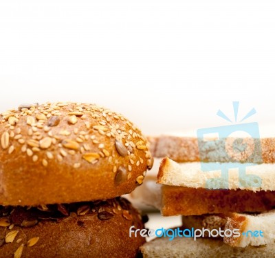 Organic Bread Over Rustic Table Stock Photo