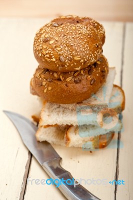 Organic Bread Over Rustic Table Stock Photo