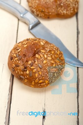 Organic Bread Over Rustic Table Stock Photo