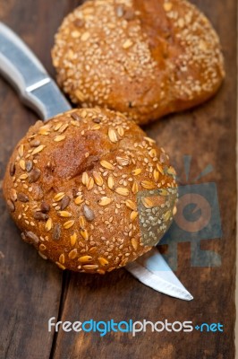 Organic Bread Over Rustic Table Stock Photo